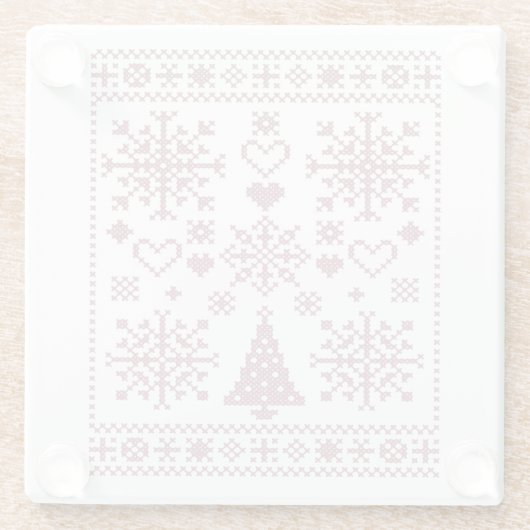 Christmas Lover Cross Pattern Sampler Design Glazen Onderzetter (Achterkant)