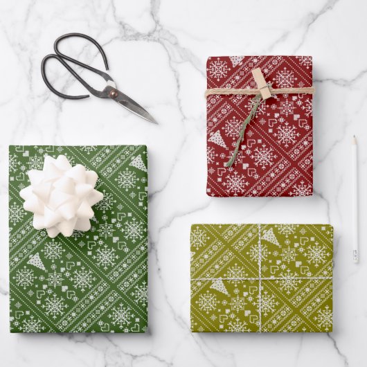 Christmas Lover Cross Pattern Sampler Design Inpakpapier Vel (Voorkant)
