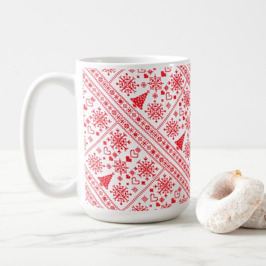 Christmas Lover Cross Pattern Sampler Design Koffiemok (Met donut)
