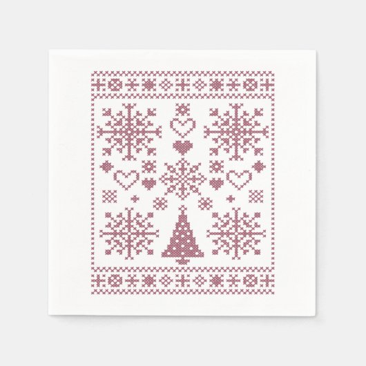 Christmas Lover Cross Pattern Sampler Design Servet (Voorkant)