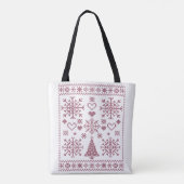 Christmas Lover Cross Pattern Sampler Design Tote Bag (Achterkant)