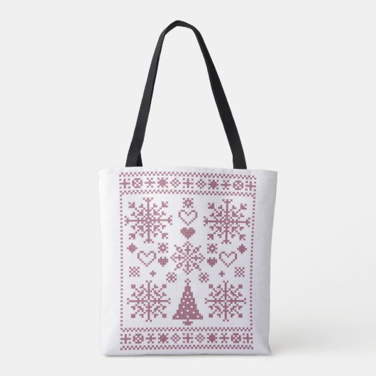 Christmas Lover Cross Pattern Sampler Design Tote Bag (Achterkant)