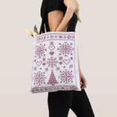 Christmas Lover Cross Pattern Sampler Design Tote Bag (Dichtbij)