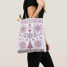 Christmas Lover Cross Pattern Sampler Design Tote Bag