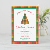 Christmas Luncheon Colorful Plaid Christmas Tree Kaart (Staand voorkant)