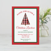 Christmas Luncheon Red Plaid Christmas Tree Kaart (Staand voorkant)