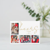 Christmas Luxury Minimalist 4 Photos Family Briefkaart (Staand voorkant)