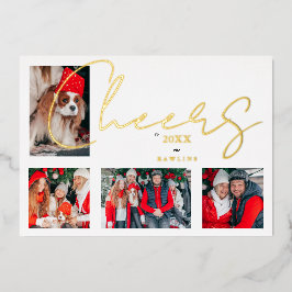 Christmas Luxury Minimalist 4 Photos Family Folie Feestdagenkaart
