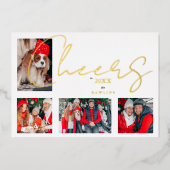 Christmas Luxury Minimalist 4 Photos Family  Folie Feestdagenkaart (Voorkant)