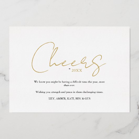 Christmas Luxury Minimalist 4 Photos Family  Folie Feestdagenkaart (Achterkant)