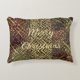 Christmas Luxury Pattern, Red Gold Green Black Accent Kussen