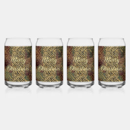 Christmas, Luxury Pattern, Red Gold Green Black Blikvorm Glas