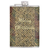 Christmas, Luxury Pattern, Red Gold Green Black Heupfles (Voorkant)