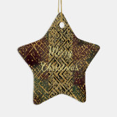 Christmas Luxury Pattern, Red Gold Green Black Keramisch Ornament (Rechts)