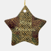 Christmas Luxury Pattern, Red Gold Green Black Keramisch Ornament (Voorkant)