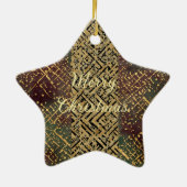 Christmas Luxury Pattern, Red Gold Green Black Keramisch Ornament (Achterkant)