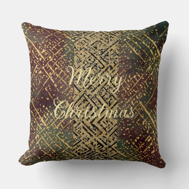 Christmas Luxury Pattern, Red Gold Green Black Kussen (Voorkant)