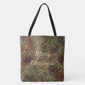 Christmas Luxury Pattern, Red Gold Green Black Tote Bag (Voorkant)