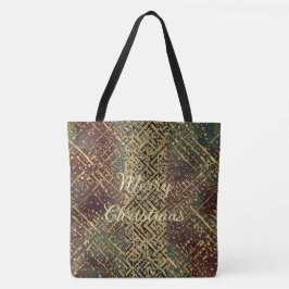 Christmas Luxury Pattern, Red Gold Green Black Tote Bag