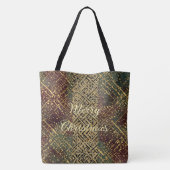 Christmas Luxury Pattern, Red Gold Green Black Tote Bag (Achterkant)