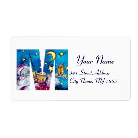 CHRISTMAS M LETTER/INSPIRED SANTA MONOGRAM ETIKET (Voorkant)