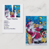 CHRISTMAS M LETTER/INSPIRED SANTA MONOGRAM VISITEKAARTJE (Voorkant / Achterkant)