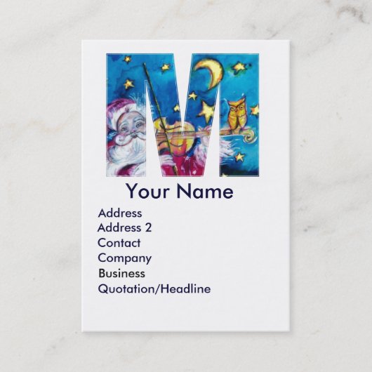 CHRISTMAS M LETTER/INSPIRED SANTA MONOGRAM VISITEKAARTJE (Voorkant)