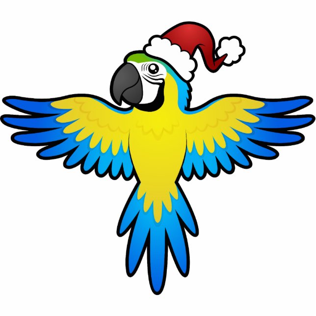 Christmas Macaw / Parrot Fotobeeldje Ornament (Voorkant)