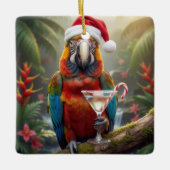 Christmas Macaw Parrot With Martini Cocktail Keramisch Ornament (Voorkant)