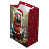 Christmas Macaw Parrot With Martini Cocktail Medium Cadeauzakje (Voorkant Gekanteld)