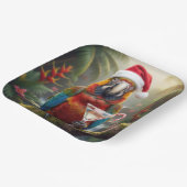 Christmas Macaw Parrot With Martini Cocktail Papieren Bordje (Gebogen)