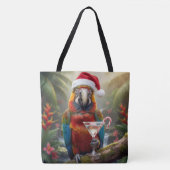 Christmas Macaw Parrot With Martini Cocktail Tote Bag (Voorkant)