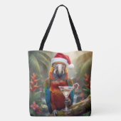 Christmas Macaw Parrot With Martini Cocktail Tote Bag (Achterkant)