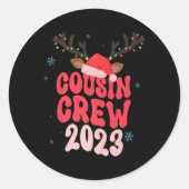 Christmas Maching Cousin Crew Riendeer Xmas Lights Ronde Sticker (Voorkant)