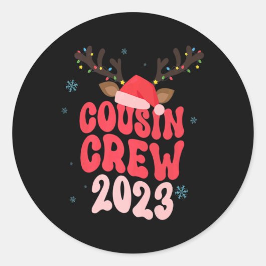 Christmas Maching Cousin Crew Riendeer Xmas Lights Ronde Sticker (Voorkant)