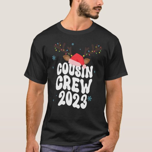Christmas Maching Cousin Crew Riendeer Xmas Lights T-shirt (Voorkant)