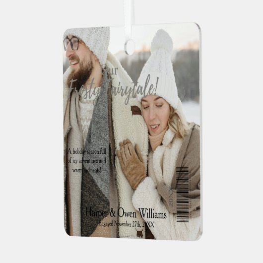 Christmas Magazine Hoesje Verloving Aankondiging Metalen Ornament (Voorkant links)