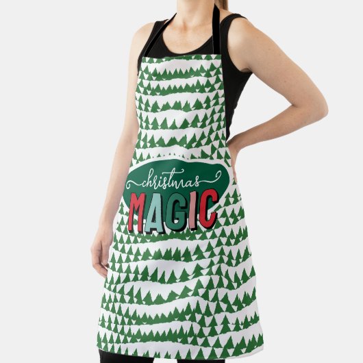 Christmas Magic Calligraphy Green Pine Trees Funky Schort (Insitu)