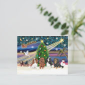 Christmas Magic / Cavalier King Charles (vier) Feestdagenkaart (Staand voorkant)