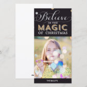 Christmas Magic Holiday Photo Card - Zwart Feestdagenkaart (Voorkant / Achterkant)