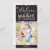 Christmas Magic Holiday Photo Card - Zwart Feestdagenkaart (Voorkant)