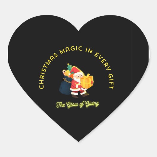 Christmas Magic in Every Gift Hart Sticker (Voorkant)