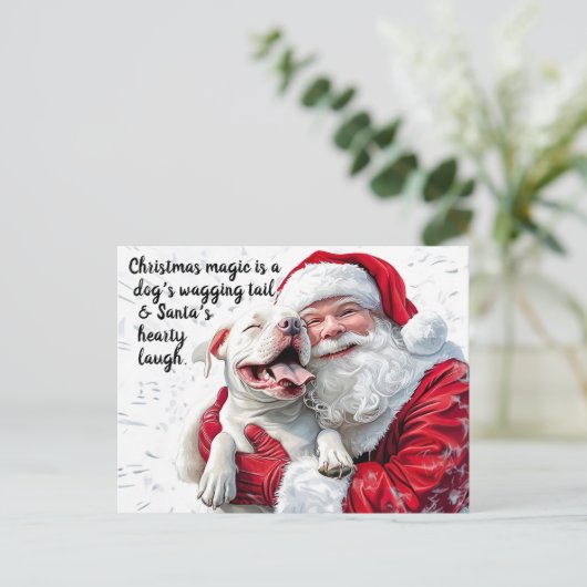 Christmas Magic is een hond kwispelende staart en  Feestdagenkaart (Staand voorkant)