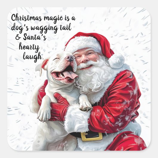 Christmas Magic is een hond kwispelende staart en  Vierkante Sticker (Voorkant)