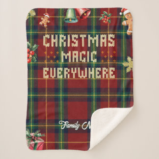 Christmas Magic Plaid familienaam Sherpa Deken