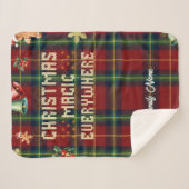 Christmas Magic Plaid familienaam Sherpa Deken (Voorkant (horizontaal))