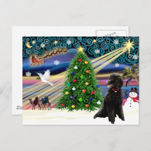 Christmas Magic Poodle (zwarte standaard) Feestdagenkaart (Voorkant / Achterkant)