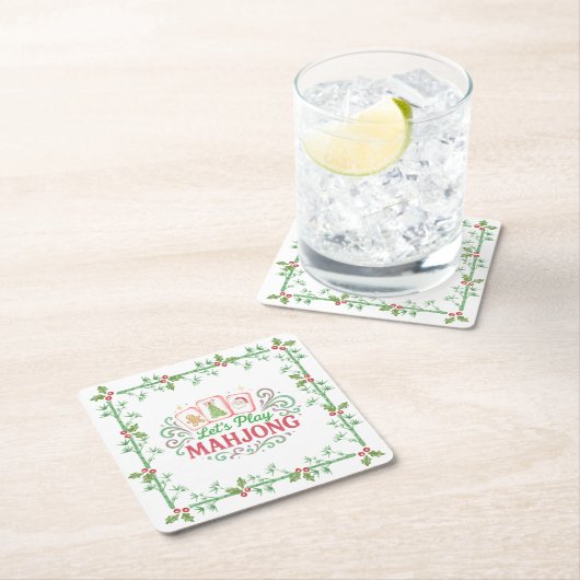 Christmas Mahjong Crest | Monogram Kartonnen Onderzetters (Insitu)