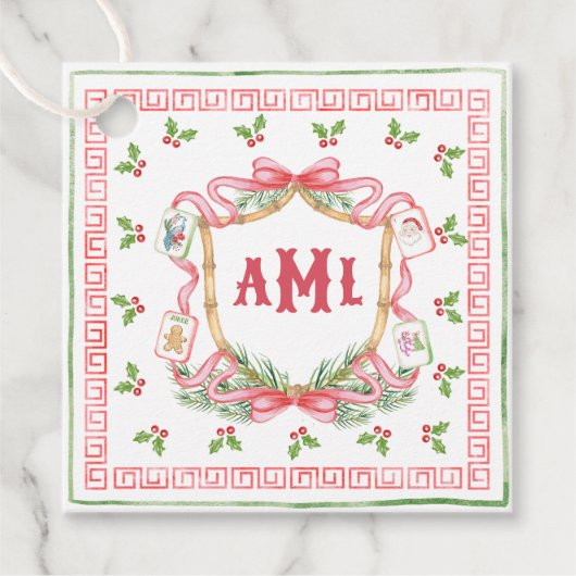 Christmas Mahjong | Monogram Bedankjes Labels (Voorkant)