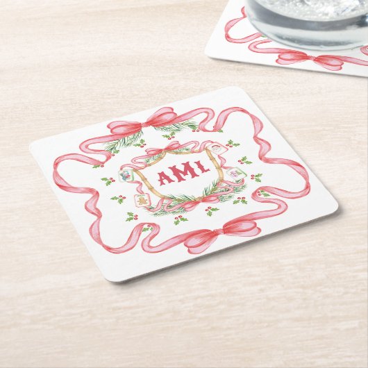 Christmas Mahjong | Monogram Kartonnen Onderzetters (Schuin)